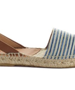 Mujer Abarca Shoes Alpargatas De Verano | Menorquinas Piel Con Rayas Azules