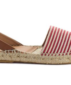 Mujer Abarca Shoes Alpargatas De Verano | Menorquinas Piel Con Rayas Rojas